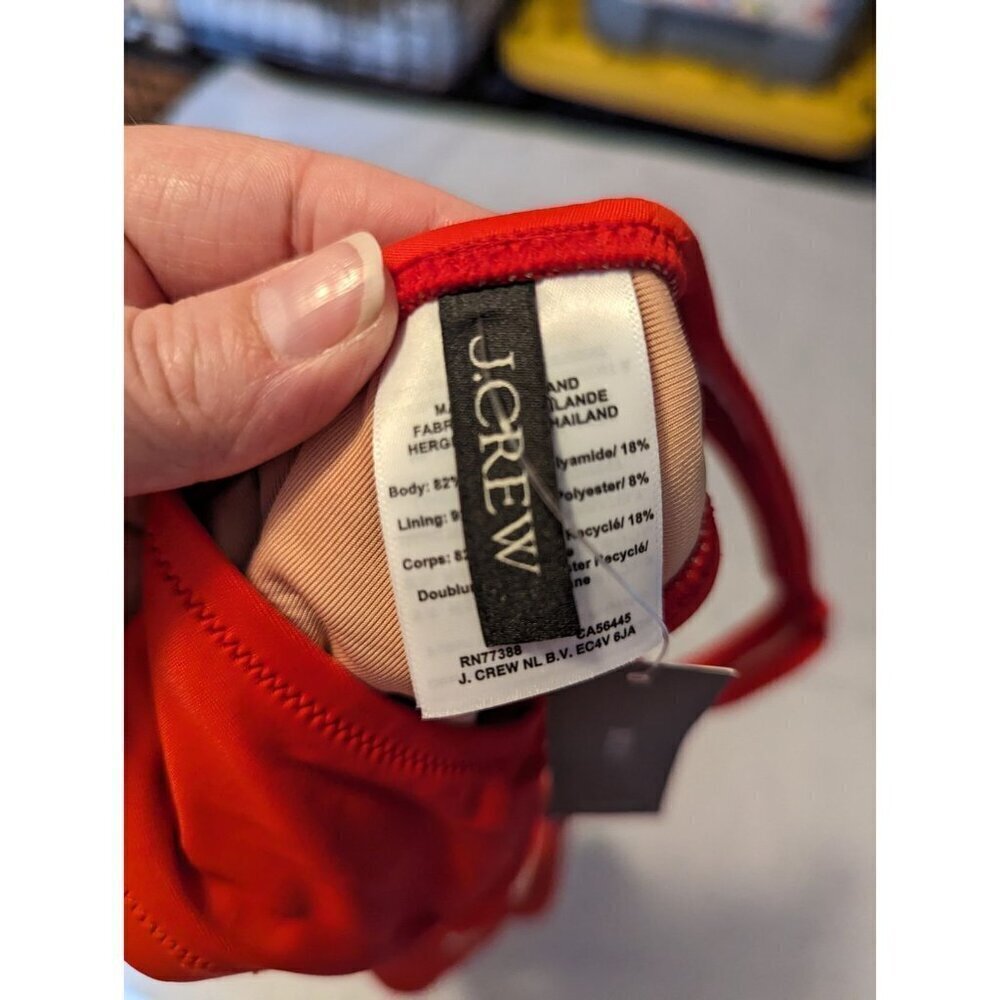 J. Crew Size S Heritage Scoopneck Bikini Top Red Hook Fasten Lined BX611 (879) - Picture 3 of 10
